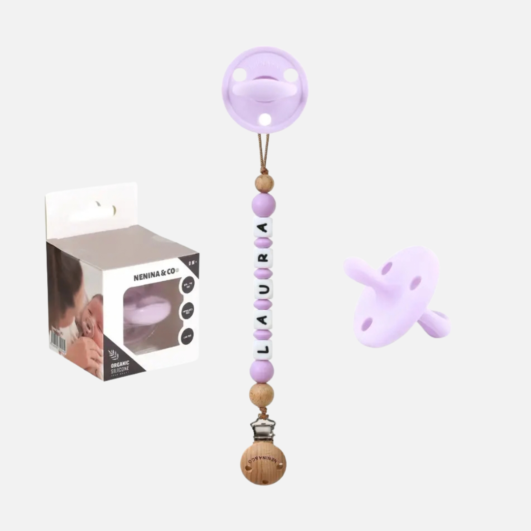 Kit Chupete Diamond Malba de Silicona + Chupetero con Nombre | Nenina & Co.
